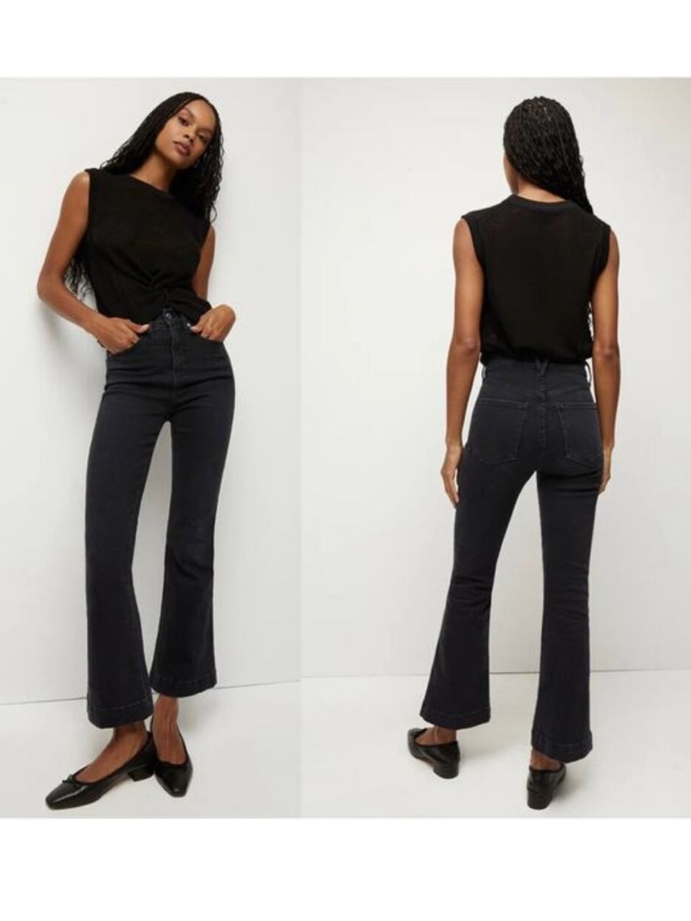 Veronica Beard Carson Ankle Flare High Rise Black Onyx Jeans Women Size 26 NWOT